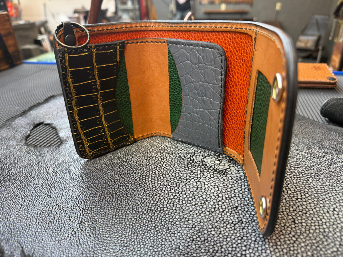 Trifold Leather Chain Wallet - Elephant - Anvil Customs
