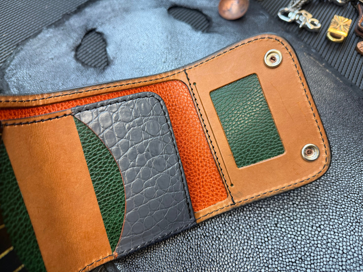 Trifold Leather Chain Wallet - Elephant - Anvil Customs
