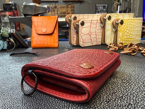 Trifold Leather Chain Wallet - Red Shark w/Red Kangaroo (Copy) - Anvil Customs