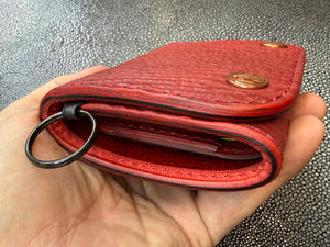 Trifold Leather Chain Wallet - Red Shark w/Red Kangaroo (Copy) - Anvil Customs