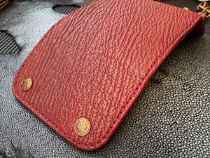 Trifold Leather Chain Wallet - Red Shark w/Red Kangaroo (Copy) - Anvil Customs