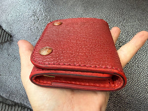Trifold Leather Chain Wallet - Red Shark w/Red Kangaroo (Copy) - Anvil Customs