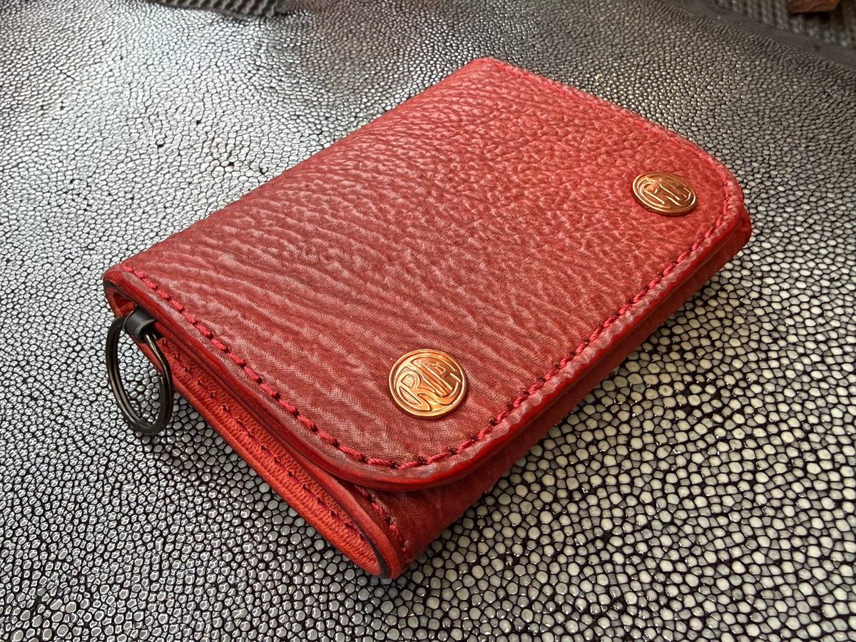 Trifold Leather Chain Wallet - Red Shark w/Red Kangaroo (Copy) - Anvil Customs
