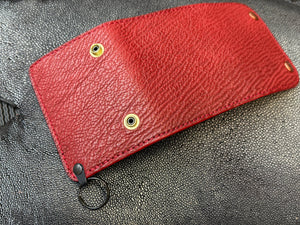 Trifold Leather Chain Wallet - Red Shark w/Red Kangaroo (Copy) - Anvil Customs