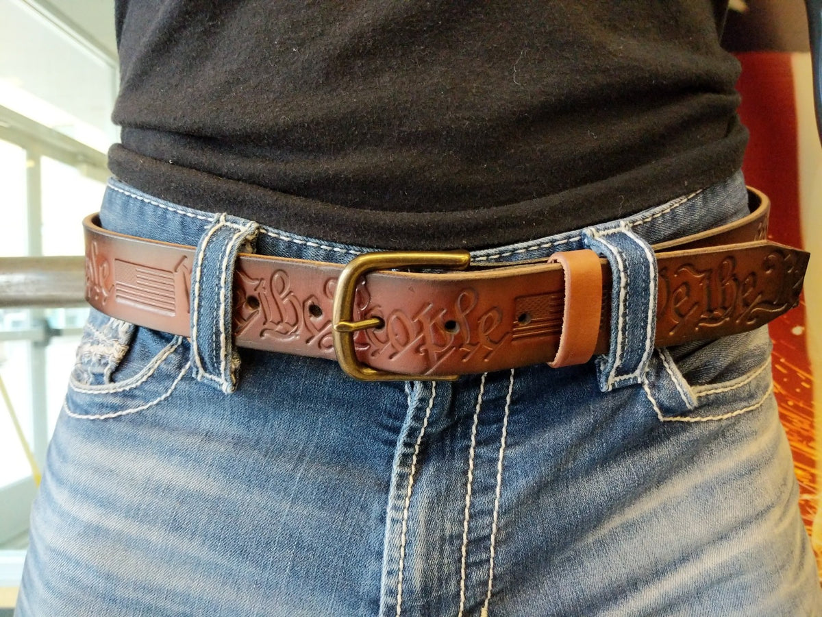 Custom Leather Belt - We The People - Anvil Customs