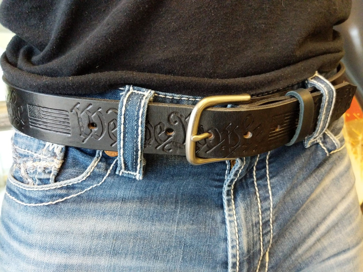 Custom Leather Belt - We The People - Anvil Customs