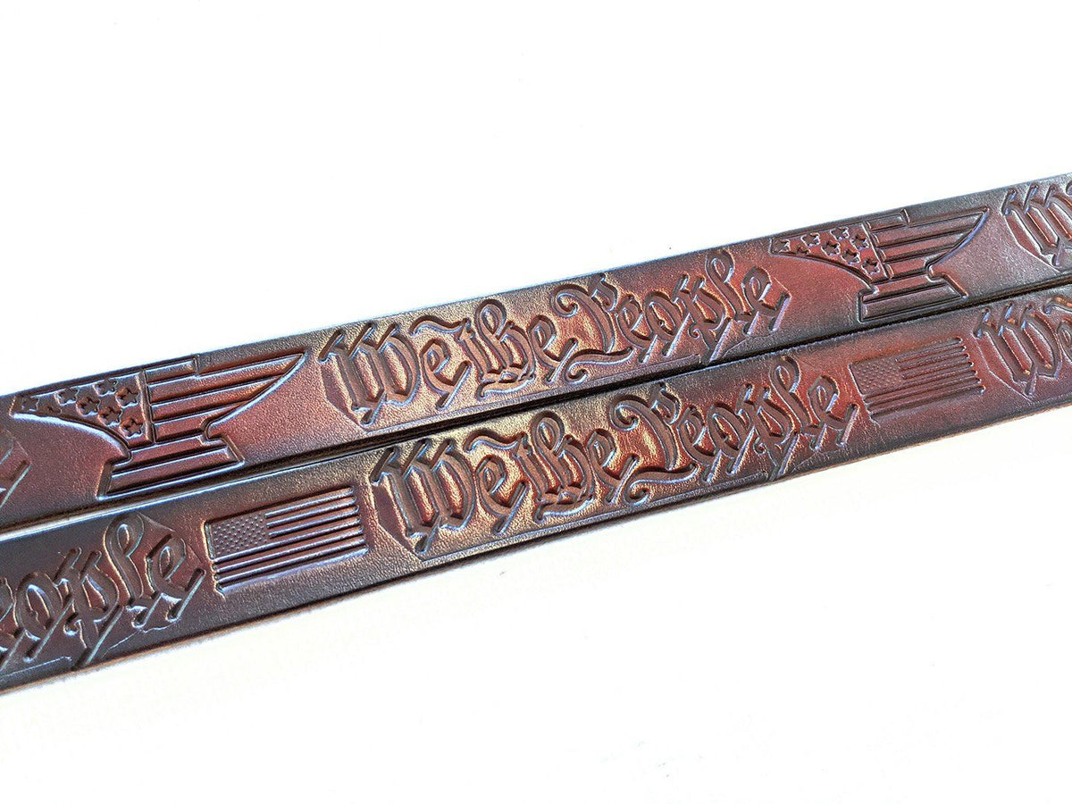 Custom Leather Belt - We The People - Anvil Customs