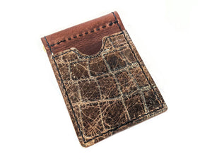 Money Clip Wallet - Vintage Alligator Embossed Cowhide - Anvil Customs