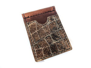 Money Clip Wallet - Vintage Alligator Embossed Cowhide - Anvil Customs