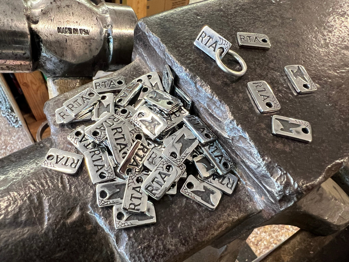 Silver Anvil Wallet Chain RTA Tag w/ring - Anvil Customs